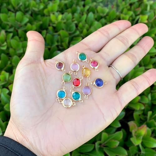 1 Set Adabele Grade A Mixed Birthstone Connector Links 8mm Austrian Crystal Bead 18K Yellow Gold Plated (12pcs) for DIY Craft Jewelry Making CCP29 - color: Gold, size: 8mm (0.31") -12pcs