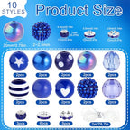 35 Pcs Chunky Bubblegum Beads 20mm Focal Pen Large Rhinestone Pearl Bead with Rhinestone Large Hole European Spacer Bead for DIY Beadable Pen Jewelry Making Keychain Craft Making(Deep Blue) - color: Deep Blue
