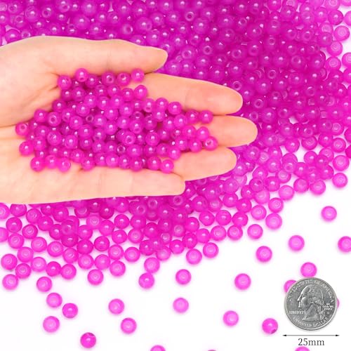 500Pcs Pink Red Glass Beads for Jewelry Making Kit, 6mm Round Crystal Beads for Bracelet Necklaces Earring DIY Crafts Bracelets Kits (Pink Red) - color: Pink Red