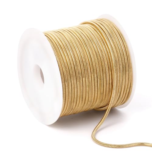 33 Feet Gold Snake Chains Roll, 1.5mm 18K Gold PVD Plated 304 Stainless Steel Round Snake Chain Bulk Spool for Jewelry Making DIY Craft - color: 1.5mm Gold Round Snake Chains