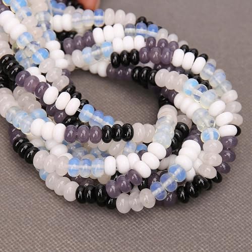 BONNY BOXX 1 Strand Natural 5 * 8mm Black White Shade Rondelle Beads, Natural Abacus Disk Stone Beads Loose Spacer Gemstone for DIY Bracelet Necklace Jewelry Making - color: Black White Shade, size: 5*8MM