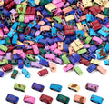 Pandahall 440Pcs Multi-Strand 2 Hole Tila Beads - Synthetic Hematite & Colorful Seed Beads for DIY Jewelry Making - color: Hematite 11 Colors, 440pcs