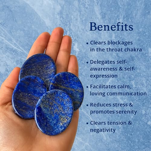 Lapis Lazuli Worry Stone – Natural Thumb Palm Stone for Inner Wisdom, Confidence & Intuition – Deep Blue Pocket Crystal for Focus & Calm - color: Lapis Lazuli