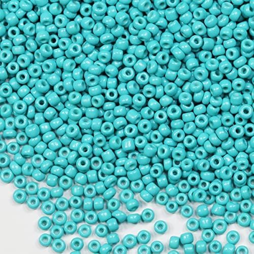 Bulk Turquoise Seed Beads 200 Grams About 6500pcs, 3mm 8/0 Glass Craft for Making Earrings, Bracelets, Pendants, Waist Jewelry,DIY Handmade Seed Beads（Turquoise ） - color: Turquoise, size: 3mm