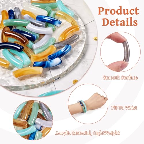 Spritewelry 121pcs/set Tube Beads Chunky Beads for Bracelets Making DIY Acrylic & Glass Beads Noodle Curved Beads Bangle Acrylic Tube Beads for Jewelry Making Earring Necklace Crafts Kits - color: Mixed Color-3