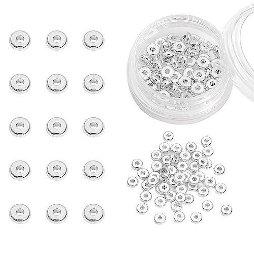 BEADIA Silver Plated Disk Spacer Beads 4x1.5mm 50pcs for Jewelry Making Findings Non Tarnish - color: Silver, size: 4x1.5mm Disk