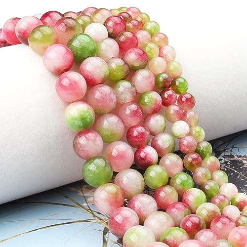 60pcs 6mm Natural Watermelon Tourmaline Gemstone Beads Energy Healing Crystal Round Loose Stone Beads for Jewelry Making, DIY Bracelets Necklaces - color: Watermelon Tourmaline, size: 6mm