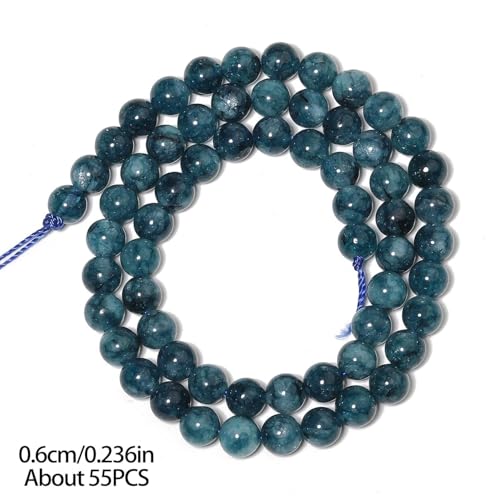 Stone Beads, 60pcs Blue Apatite, 6mm Round Loose Beads for Jewelry Making, Bracelets, with Bag, String & Card - color: Blue Apatite, size: 6mm