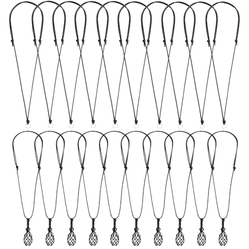 20 Pcs Necklace Cord for Pendant Necklace String Adjustable Knotted Handmade Craft Choker with Metal Ring for Hanging Pendants Rope, Black Necklace Cord - color: Style 9