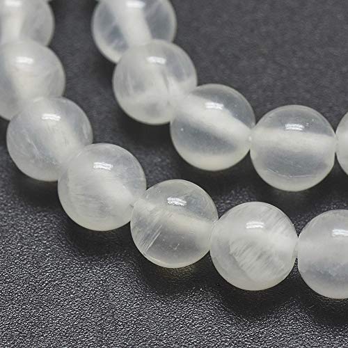 67Pcs 6mm Natural Selenite Stone Beads Round Gemstone Loose Beads Energy Healing Chakra Stone Charm Beads for Bracelet Necklace Jewelry Making DIY Crafts - color: 6mm-clear