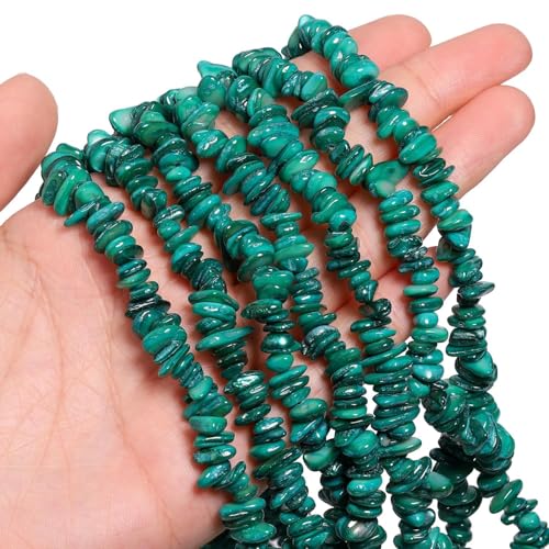 Chip Shells, 260pcs 5-8mm Irregular Beads with Holes, Peacock Green Shell & Turquoise Chip Beads for Jewelry Making - color: Peacock Green