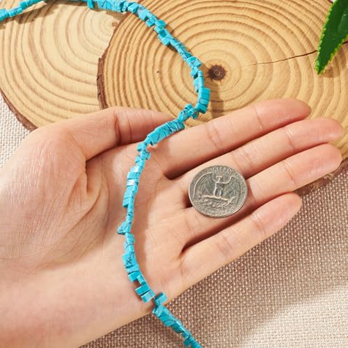 1Strand Rectangle Synthetic Turquoise Beads 2 Hole Gemstone Tila Beads Natural Stone Connector Beads for DIY Multi-Strand Necklace Bracelet Jewelry Making - color: Synthetic Turquoise