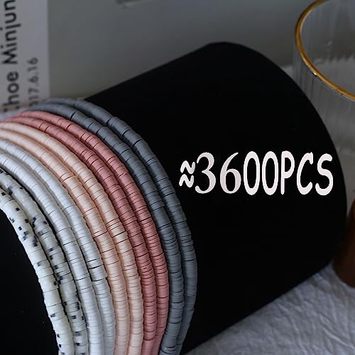 10 Strands Clay Beads for Bracelets Making 3600Pcs Polymer Clay Beads Disc Flat Heishi Beads Round Colorful Handmade Spacer Beads for Jewelry Making DIY Friendship Bracelet Necklace Earrings - color: candy color6