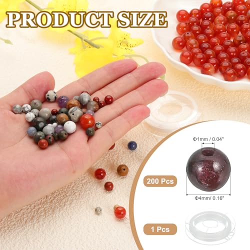 PATIKIL 4mm Garnet Beads, 200 Pcs Round Natural Gemstone Beads Smooth Stone Beads Turquoise Genuine Stone Beads for Bracelet Necklace Jewelry Making DIY, Dark Red - color: Dark Red, size: 4mm