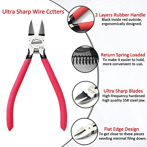 6 inch Side Cutter - Diagonal and Spring Loaded Wire Cutters with Non-slip Red Handle, Ideal for Jewelry, Crafting, Zip Tie, Heavy Duty,1 Pack - color: 1 Pack