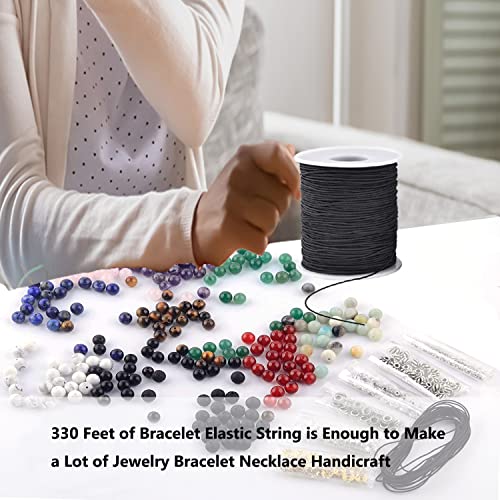Elastic Cord for Bracelets, 1 mm 330 Feet Durable Bracelet String, Stretch Elastic String for Jewelry Making, Necklaces and Beading - size: Black