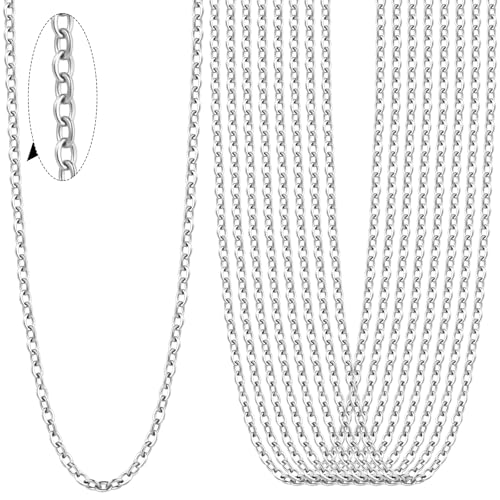 24PCS Cable Necklace Chains for Jewelry Making 2MM Stainless Steel Cable Cross Link Chains Bulk for DIY Necklace - color: stainless steel(2mm/18 inches)