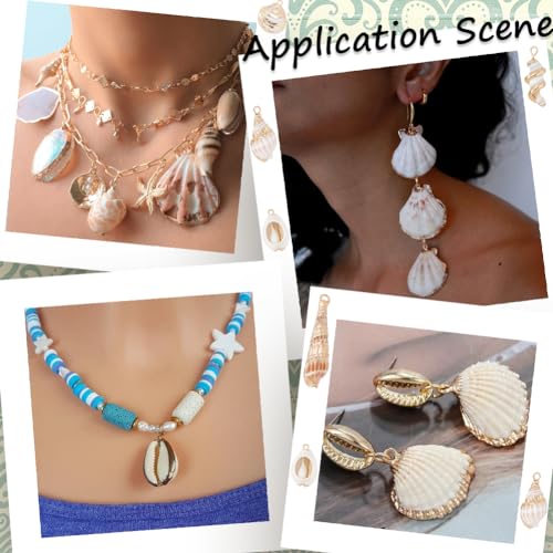 SUNNYCLUE 1 Box 20Pcs 10 Styles Sea Shell Charms Bulk Seashell Charms Natural Cowrie Conch Seashells Ocean Sea Shells Beach Charm for Jewelry Making Charms Women DIY Necklaces Earrings Bracelets - color: 1 Box 20Pcs 10 Styles Sea Shell Charms