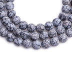 12mm Natural Stone Black Snowflake Jasper Frosted Matte Unpolished Round Beads for Jewelry Making Strand 15 inch - color: Black Snowflake, size: 12mm
