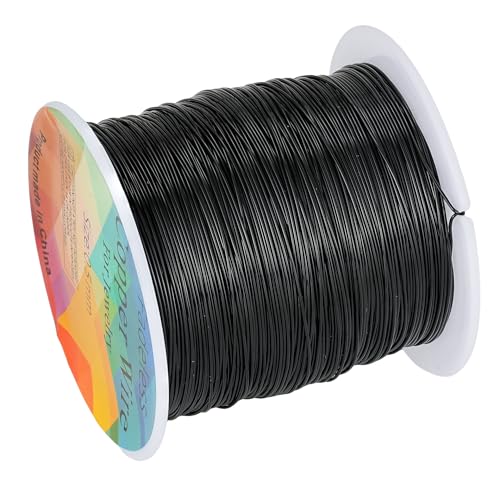 203 Feet Tarnish Resistant Copper Wires 24 Gauge/0.5mm Jewelry Craft Wires Beading Wire for Jewelry Making, Wire Wrapping and Crafting (Black) - color: Black, size: 24 Gauge