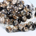 100Pcs 10mm Crackle Glass Beads for Jewelry Making - Round Spacer Crystal Beads Bulk, DIY Craft Supplies for Necklace Bracelet Earrings (Black Coffee) - color: Black Coffee
