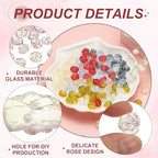uxcell 50 Pcs Rose Beads, 0.55" Glass Flower Rose Charm Carved Loose Spacer Crystal Craft Beads for DIY Jewelry Making Bracelet Beading Projects Supplies, Purple - color: Purple