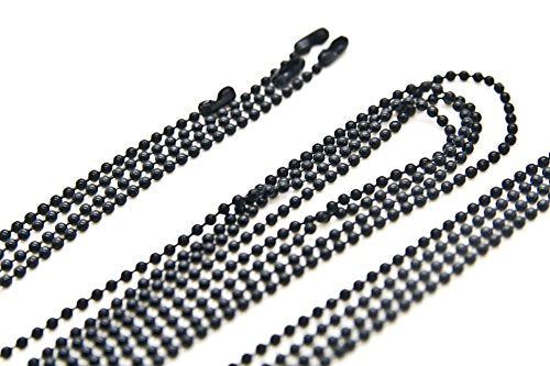 ONDEPOT 24 inch Military Spec Black Epoxy Coated 2.4mm Ball Chain Necklaces - pack of 50 pcs