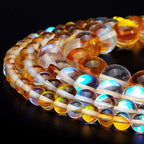 RUBYCA Round Moonstone Crystal Glass Beads Aura Iridescent for Jewelry Making (1 Strand, 8mm, Gold) - color: Gold, size: 8mm