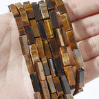 BEADIA Natural Yellow Tiger Eye Tube Beads 13x4mm 30pcs Rectangle Loose Semi Gemstone Beads for Jewelry Making Design - color: Yellow Tiger Eye Rectangle