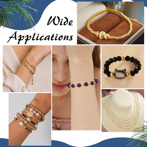 BENECREAT 600Pcs Real 24K Gold Plated Stainless Steel Spacer Beads, Round Spacers Beads, 1.5mm Hole Metal Smooth Bead for DIY Bracelet Necklace Jewelry Crafts Making - size: Hole: 1.5mm