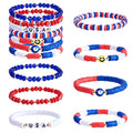 Ornaland 7Pcs Handmade Polymer Clay Heishi Surfer Stretch Bracelets Set Colorful Glass Beads Bracelets Boho Stackable Preppy Bracelets Wrist Jewelry for Women - color: blue 2