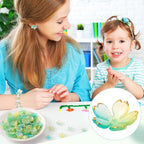 100pcs Cherry Blossom Beads, 5-Petal Green Gradient Acrylic Flower Beads, Mini Spacer Hair Accessories Halloween Christmas for Bracelets Earring Jewelry Making - color: Green