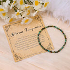 BONNY BOXX Natural Genuine Gemstone Faceted Round Beads Bracelets, 3mm Adjustable Stretchy Tiny Faceted Black Tourmaline Bracelet, Healing Crystal Reiki Chakra Dainty Jewelry Fashion Gifts - color: African Turquoise