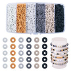 Elecrelive Black Grey Clay Beads for Bracelets Making, 6mm Flat Round Heishi Spacer Beads Loose Polymer Clay Chips 5640pcs for Chocker Necklace Earring DIY Crafts - color: Gray