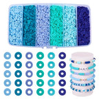 Elecrelive Mix Blue Clay Beads for Bracelets Making, 6mm Flat Round Heishi Spacer Beads Loose Polymer Clay Chips 5640pcs for Chocker Necklace Earring DIY Crafts - color: Deep Sky Blue