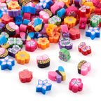 200Pcs Butterfly Flower Polymer Clay Beads Colorful Floral Butterfly Clay Beads for DIY Bracelet Necklace Earring Jewelry Making