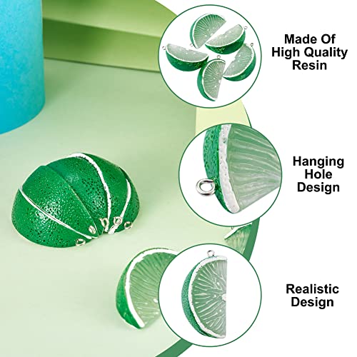 Cheriswelry Cup Cake Resin Pendants Lovely Food Sweet Dessert Dangle Charms Links Hanging Ornament with Metal Loop Fruit Pendants for Key Chains Bracelet Necklace Jewelry Making - color: Green Orange