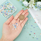OLYCRAFT About 208~222 Pcs Handmade Flower Millefiori Lampwork Glass Beads 3 Styles White Glass Flower Beads Loose Mosaic Bead for Jewelry Bracelet Necklace Making and DIY Craft - color: Flower #1