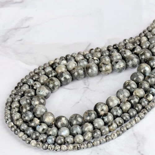4mm 200pcs Natural Stone Round Beads Black Larvikite Genuine Stone Beading Loose Gemstone DIY Charm Smooth Beads for Bracelets Necklaces Earrings Hole Size 1mm (Black Larvikite 4mm) - color: Black Larvikite, size: 4mm