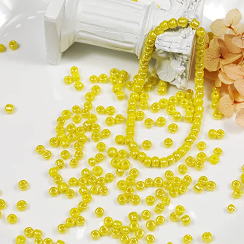 Bala&Fillic Opaque Light Yellow Pearl Color 4mm Seed Beads About 1200pcs/100Grams in Bag, 6/0 Glass Craft Beads for Making Bracelet and Necklace (Light Yellow Pearl) - color: Light Yellow Pearl -4mm