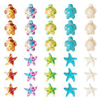 Boutigem 100Pcs Starfish Turtle Beads Turquoise Loose Spacer Beads Summer Ocean Loose Beads 10 Style 13.5-18mm for DIY Earring Bracelet Necklace Keychain Jewelry Making - color: Mixed Color