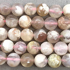 ABCGEMS Madagascan Cherry Flower Sakura Agate Beads AKA Cherry Blossom Agate (Gorgeous Inclusions) Crystal Chakra Energy Healing Stone DIY Jewelry Making Smooth Round 10mm - color: Sakura Agate (From Madagascar)