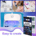 KISREL UV Resin Jewelry Making Kit, 300g Crystal Clear Resin with Light and Molds, DIY Jewelry Making Kit, Resina Starter Kits for Keychain and Earring - size: 300g