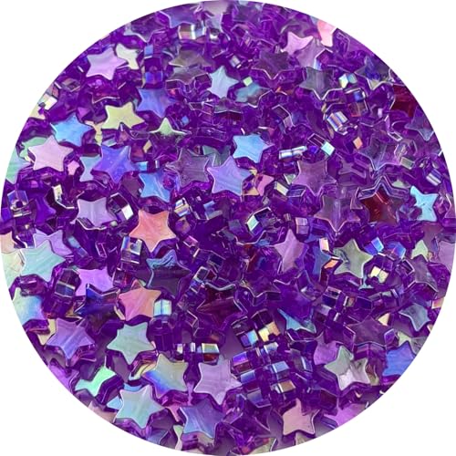 450 PCS Acrylic Star Shape Beads AB Colors Loose Pony Spacer Beads with Hole for Jewelry Making Necklace Earring Key Chains DIY Projects(Purple AB) - color: Purple AB