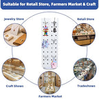 Rotating Pegboard with 20 Peg Hooks 4-Sided Pegboard Spinning Display Stand 4 x 4 x 12 Inches, Keychain Display Stand for Retail Display, Earring Display (White) - color: White