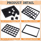 2 Pcs 24 Grid Stackable Jewelry Organizer Tray with Removable Dividers Ice Velvet Jewelry Display Showcase Tray for Necklace Earring Ring Bracelet Holder (Black Velvet) - color: Black Velvet