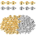 80 PCS Crimp Beads for Jewelry Making, Gold Silver Spacer Bead Stoppers Brass Metal Round Crimp Charms Ball Column Stopper Crimps Charms for Bracelet Necklace Ends Accessories