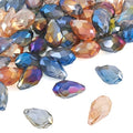 Craftdady 50Pcs Teardrop Glass Beads Faceted Mixed Colors Lustered Drop Spacer Loose Beads 8x13mm Briolette Top Drilled for Jewelry Craft Making - color: Mixed Colors, 13x8mm