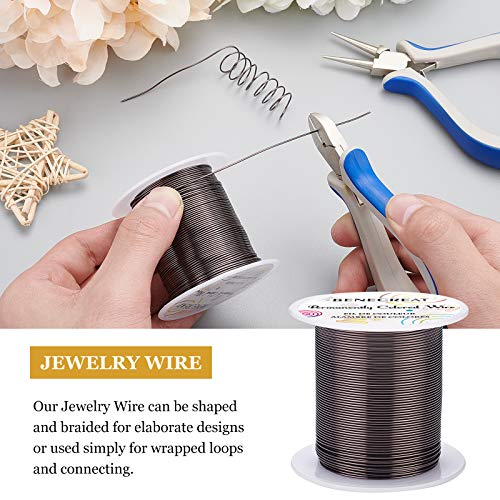 BENECREAT 20 Gauge 32 Yards Jewelry Beading Wire Tarnish Resistant Copper Wire for Beading Wrapping and Other Jewelry Craft Making, Gunmetal - color: Gunmetal, size: 20 Gauge