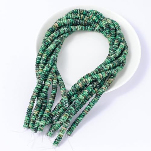 Natural African Turquoise Disk Stone Spacer Beads 6x2mm 38cm/str Flat Rondelle Loose Semi Gemstone Caps for Making Bracelets Necklace - color: African Turquoise